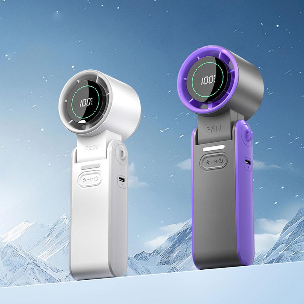 3600mAh Rechargeable Electric Handheld Fan 100 Speeds Adjustable Portable Outdoor Foldable Mini Air Cooling Turbo Fan W/ Lanyard