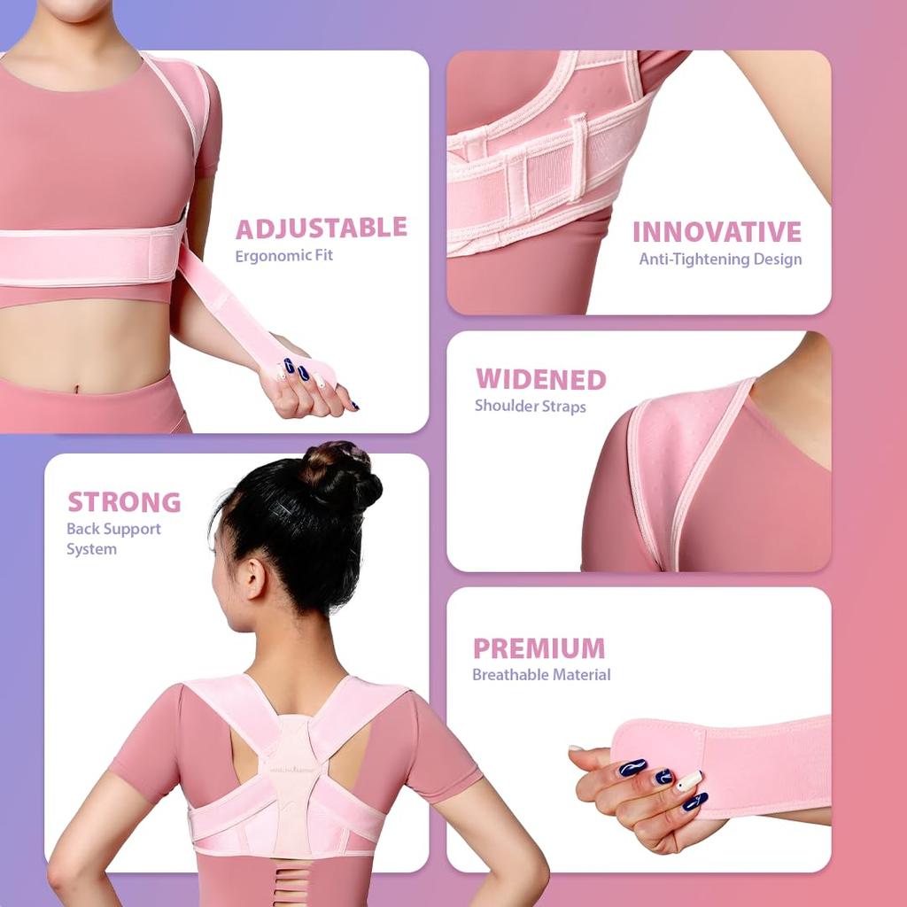 HealthSense Medical-Grade Posture Corrector Belt for Women| Premium Back Support Belt for Back Pain Relief & Shoulder Alignment | Ergonomic Adjus