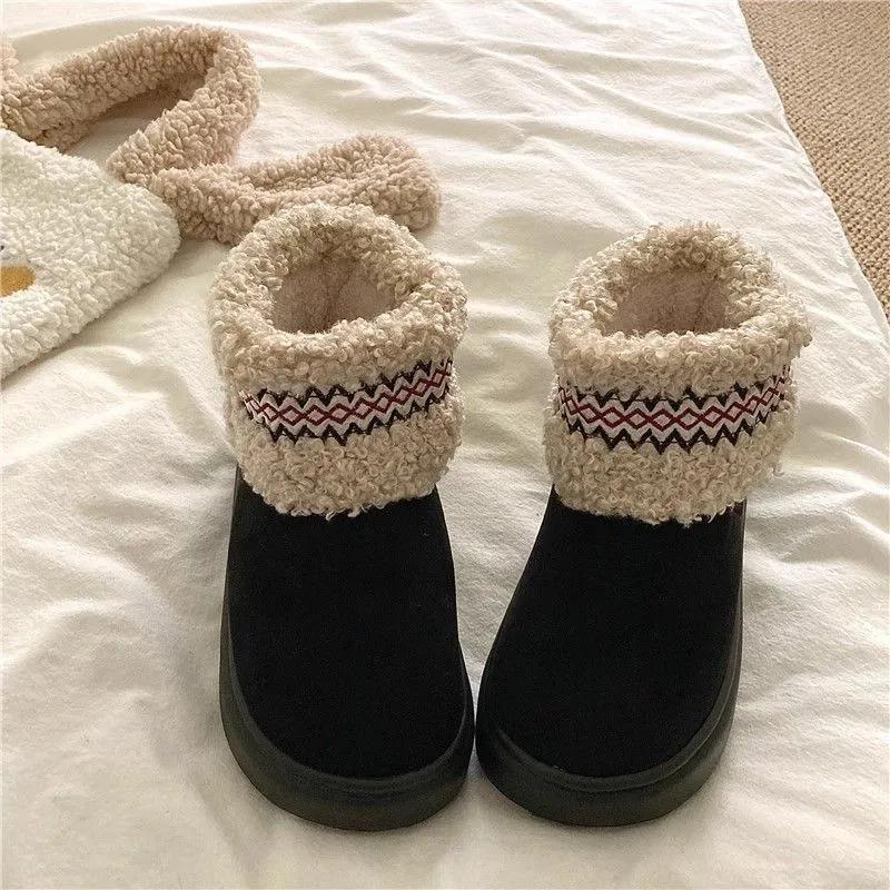 WTEMPO Women Casual Solid Color Boots Versatile Cold-proof Autumn Winter Large Size Warm Cold-proof Plush Boots