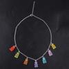 Regenbogen-Süßigkeitenfarbe Bär Halskette Bunter Harz Anhänger Halskette Niedliches Tier Punk Party Schmuck für Damen Mädchen Geschenke