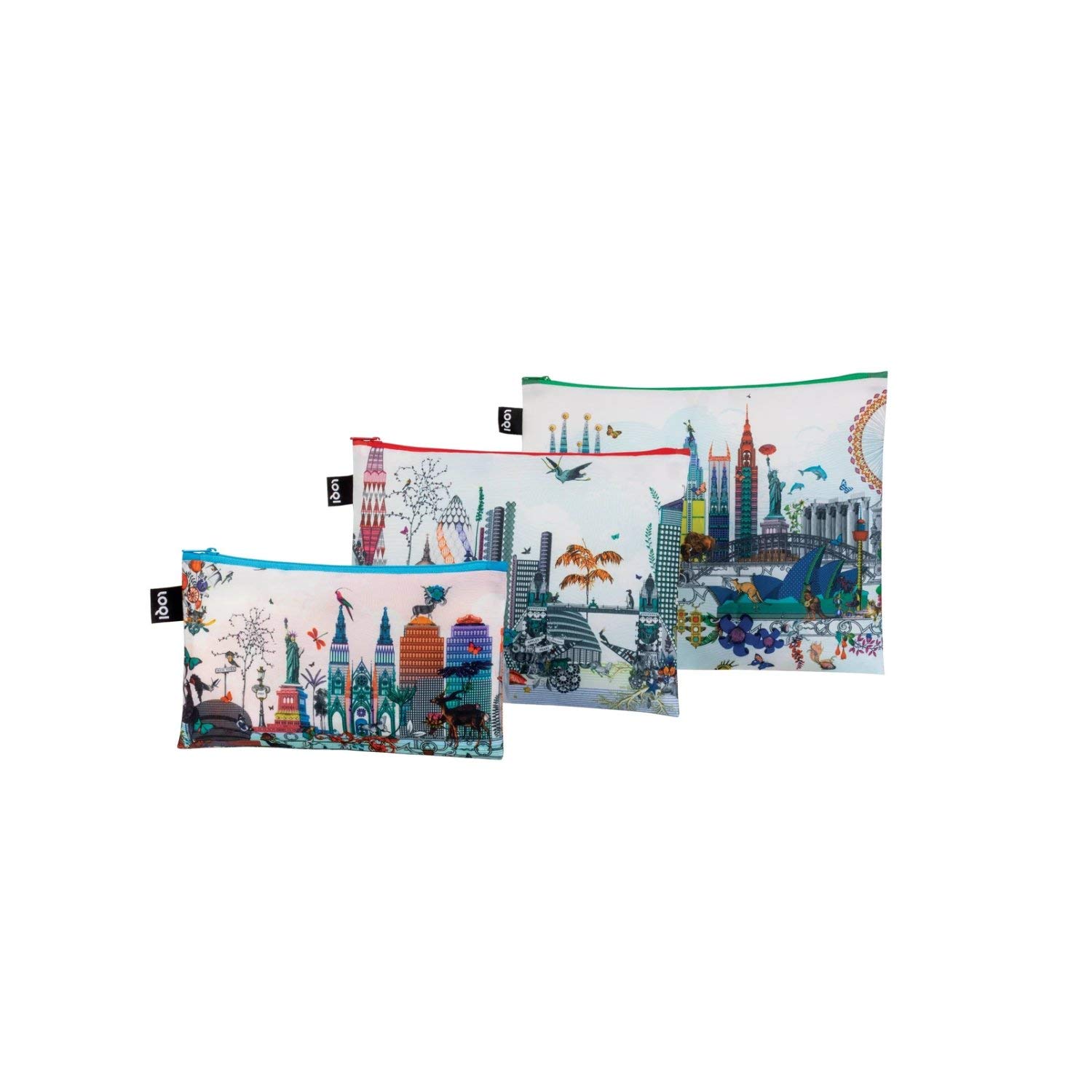

Zip Pouch 3 Size Set KRISTJANA S WILLIAMS INTERIORS World Skyline [LOQI] ZP.KW.WS