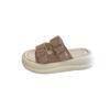Thick bottom heightening cool slippers women's summer wear 2025 new fashion versatile muffin temperament beach one-word slippers