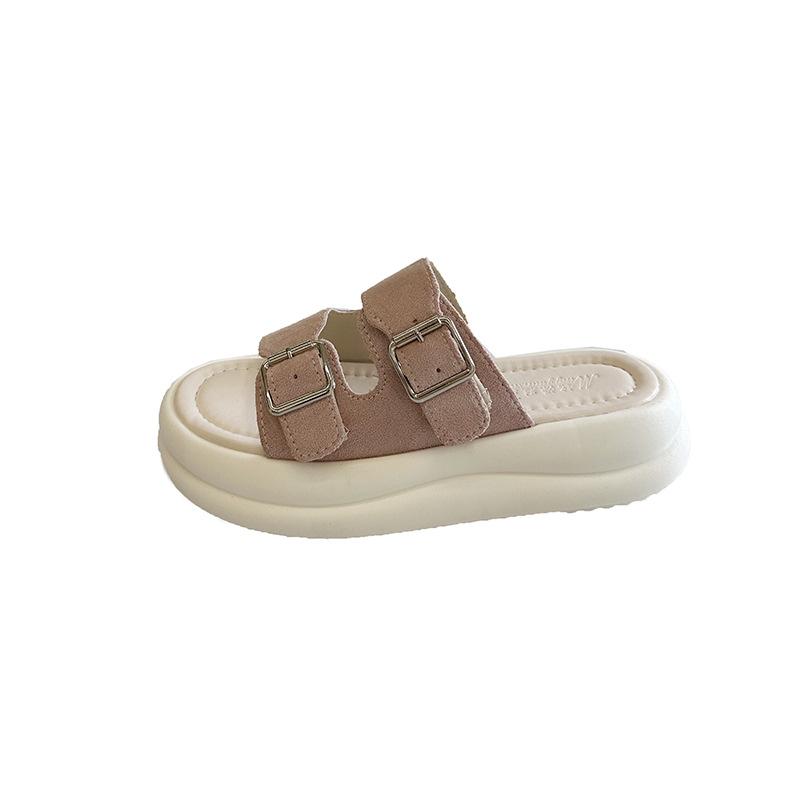 Thick bottom heightening cool slippers women's summer wear 2025 new fashion versatile muffin temperament beach one-word slippers