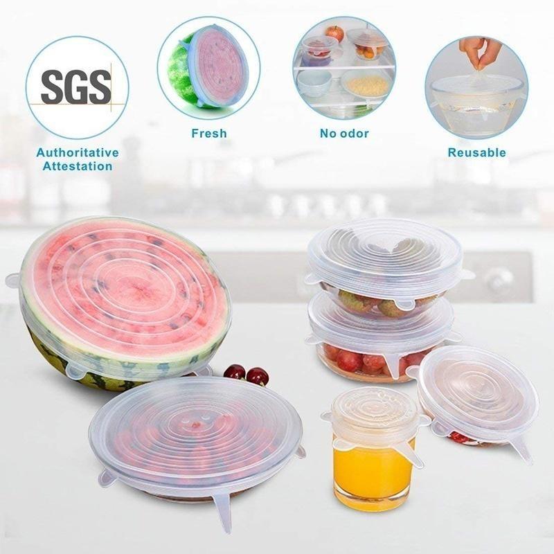 Coperchi in silicone di diverse dimensioni. 6 pezzi