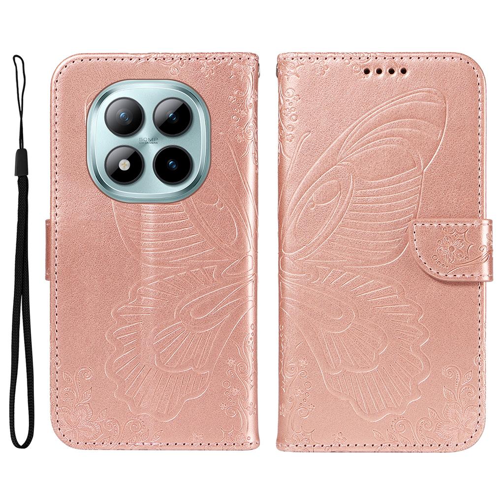 For Xiaomi Poco M8 Pro 5G/Redmi Note 15 Pro+ 5G (Global) Case Butterfly Pattern PU Leather Folio Flip Phone Cover -  Blue