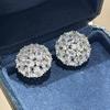 Huitan Aesthetic Bouquet Design Women Stud Earrings Full Sparkling Round CZ Elegant Wedding Engagement Accessories Chic Zircon