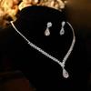 Water Drop Bridal Jewelry Set With Zircon Earrings And Necklace For Wedding And Formal Wear