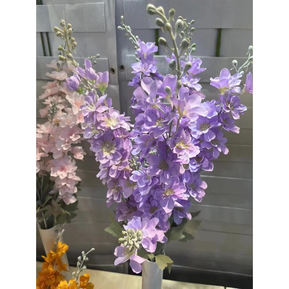 Artificial Flocking Delphinium Simulation Flowers, Wedding Flower Arrangement 2-pronged Large Delphinium Hotel Decoration Fake F