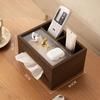 Wooden Tissue Boxes Living Room Desktop Tissue Box Restaurant Napkin Storage Box Multi-functional Home Organization Accessories