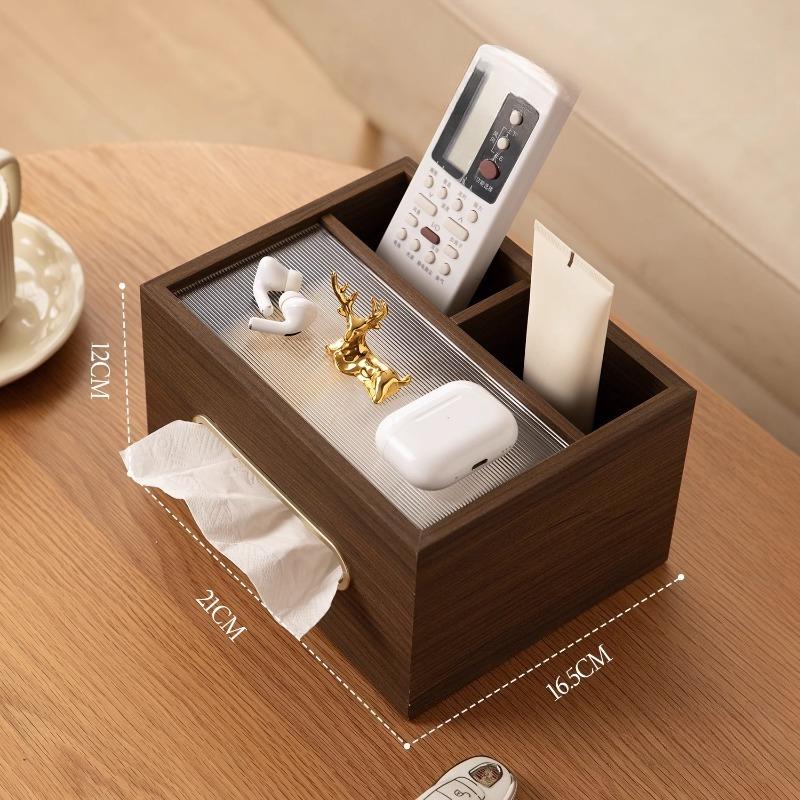 Wooden Tissue Boxes Living Room Desktop Tissue Box Restaurant Napkin Storage Box Multi-functional Home Organization Accessories