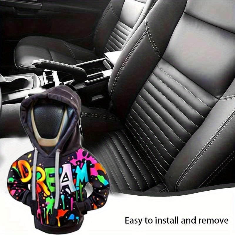 1PC Creative Graffiti Pattern Hoodie Car Shift Knob Cover, Polyester Fiber Gear Shift Dust Cover, Universal Fit for Car Decoration and Gift