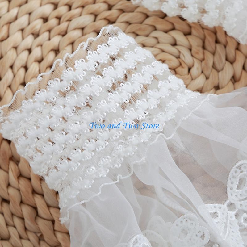 HX6F Embroidered Lace Arm Sleeves Wrist Cuffs Arm Covers Faux Sleeves For Office Lady CN