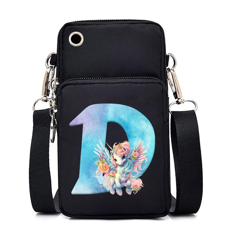 Sac de téléphone portable à imprimé lettre Licorne Léger à transporter Sac bandoulière multifonction