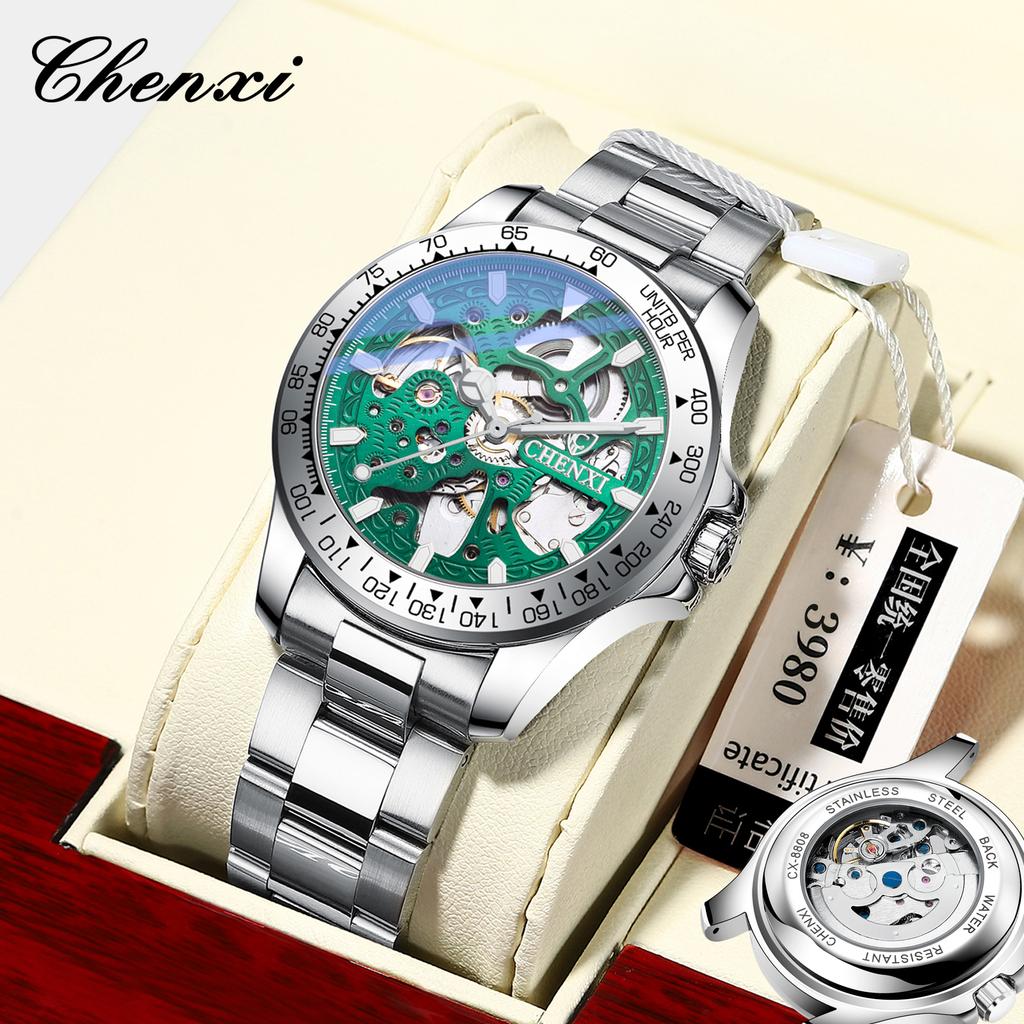 Chenxi Automatic Watches Steel Fashion Business Waterproof Mechanical Movement Skeleton Watches For Male Relogio Masculino
