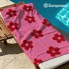Bordeauxrood Bloemig Sneldrogende Badhanddoek Microvezel strandlaken lichtgewicht zwemmen kamperen yoga strand uit