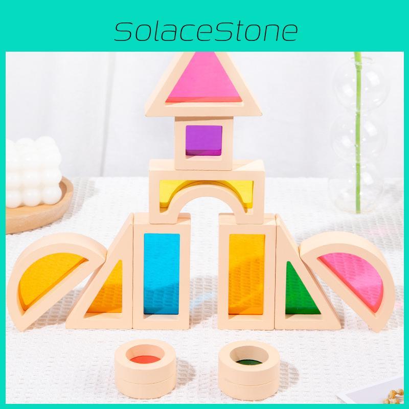Colorful Translucent Acrylic Building Blocks Baby Shape Recognize Early Educate