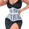 Waist Lace and Floral Trainer Women Corset Cincher Body Shaper Girdle Trimmer with Plastic Bones Extender Waist Decors