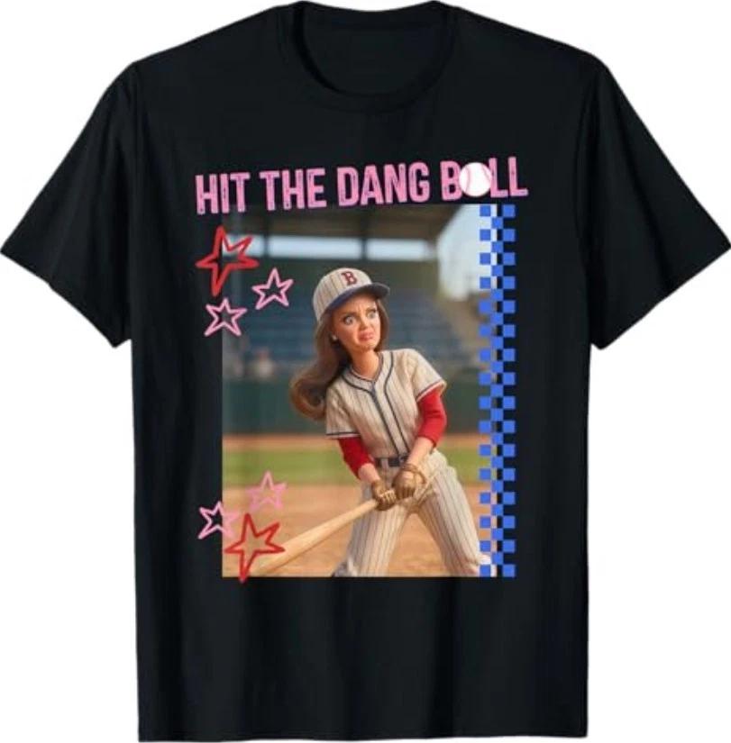 Hit The Dang Ball Baseball Mom Gameday Funny Doll Face Meme T-Shirt M