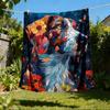 1pc Stained Glass Dog Outdoor Flannel Blanket, Cozy & Warm Soft Te Playful Design, Napping Camping,