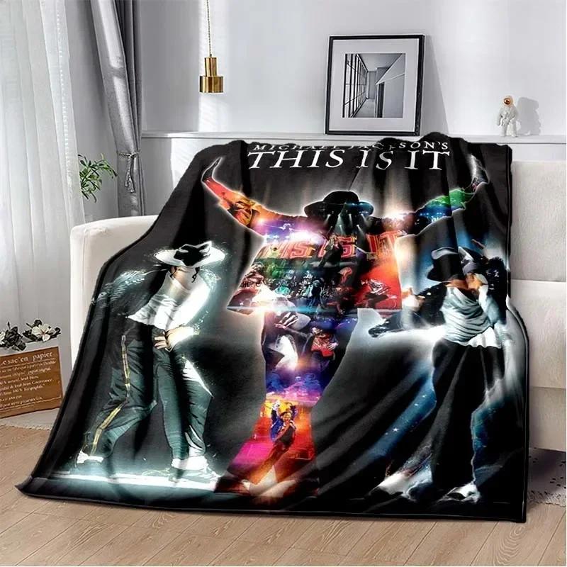 Custom Pop Music Michael J-Jackson Printed Flannel Blanket , Warm Soft Cozy Blanket Flannel Livingroom Home Decor Birthday Gi