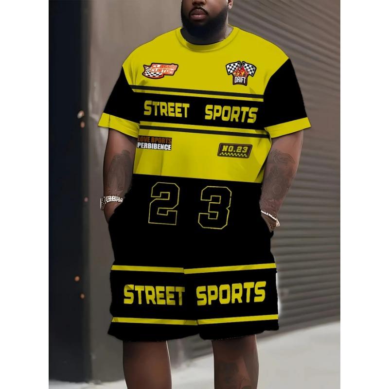 

Men s short-sleeved shorts set, 3D digital printing, multiple sizes available 6XL