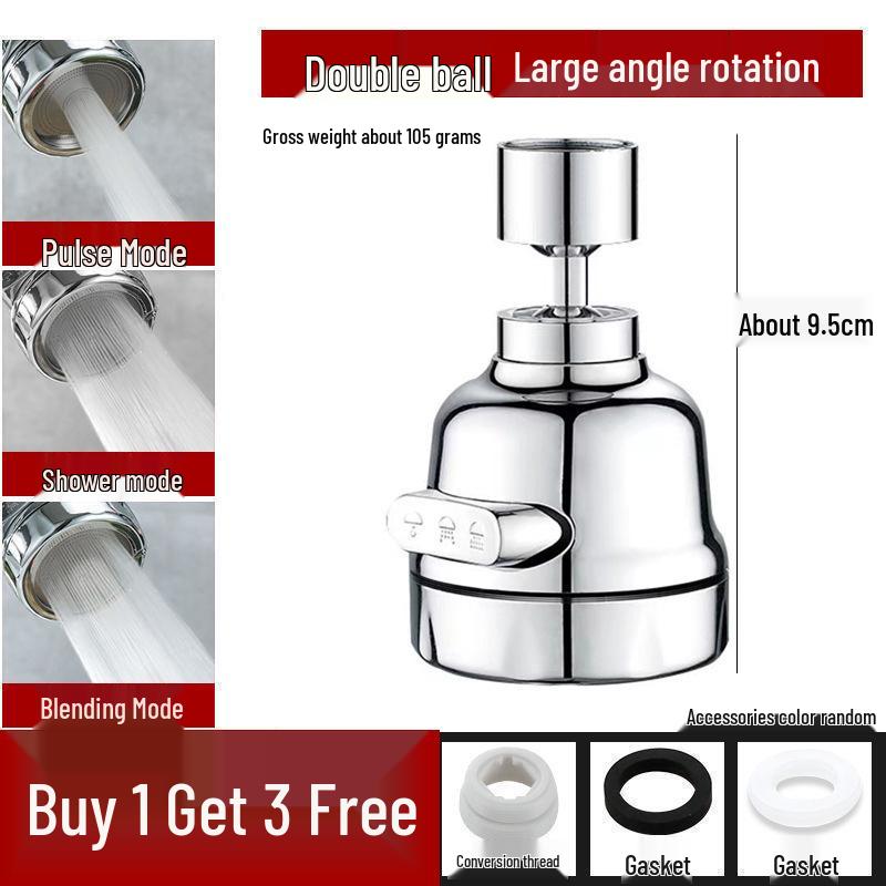 Universal Kitchen Faucet Aerator & Anti-Splash Shower Head with Filter