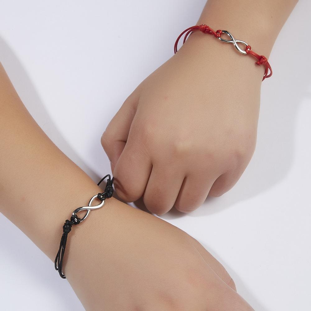 2Pcs Number 8 Infinity Love Lucky Couple Bracelets For Women Men Colorful Braided Rope Friendship Bangles Jewelry