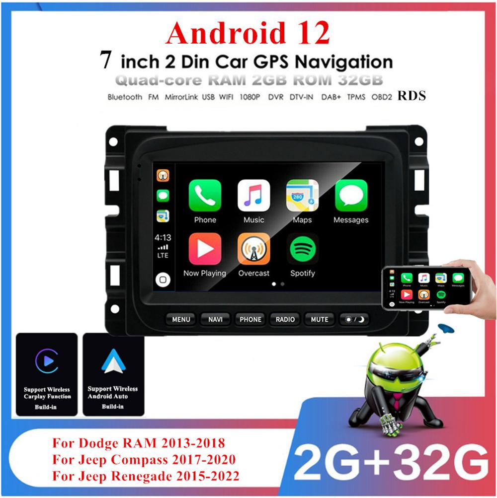 For 2013-18 Dodge RAM 15-22 Jeep Renegade Carplay Stereo Radio GPS Head Unit 7''