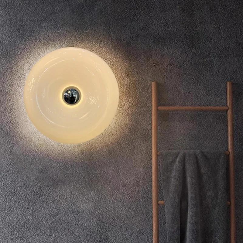 Modern LED Wall Lamp Glass Donut Wall Sconce For Living Room Bedroom Bedside Hallway Staircase Balcony Decor Lighting Fixtures
