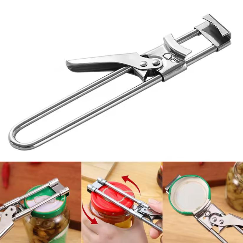 Adjustable Multi-Function Bottle Cap Opener Stainless Steel Lids Off Jar Opener Labor-Saving Screw Can Opener For Kitchen Tools