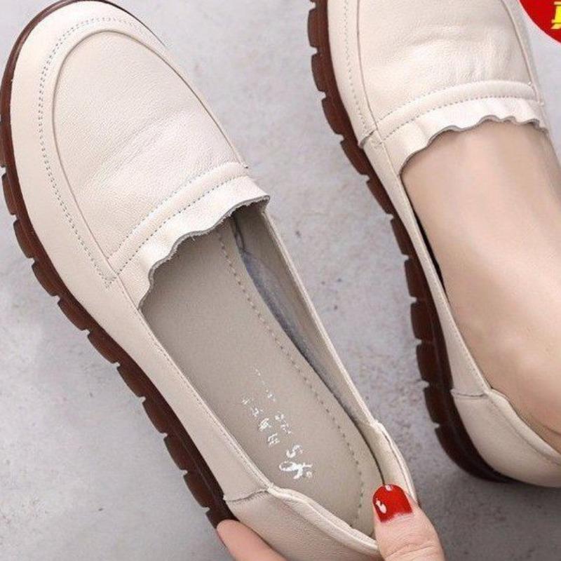 Doudou shoes soft leather Oxford sole flats spring and autumn non-slip soft sole medium and old single shoes casual and comfortable