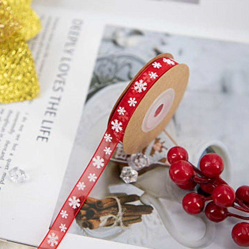 Snowflake Printed Organza  Tape Red Satin Ribbon Christmas Snowflake Organza Ribbon  Gift Wrapping