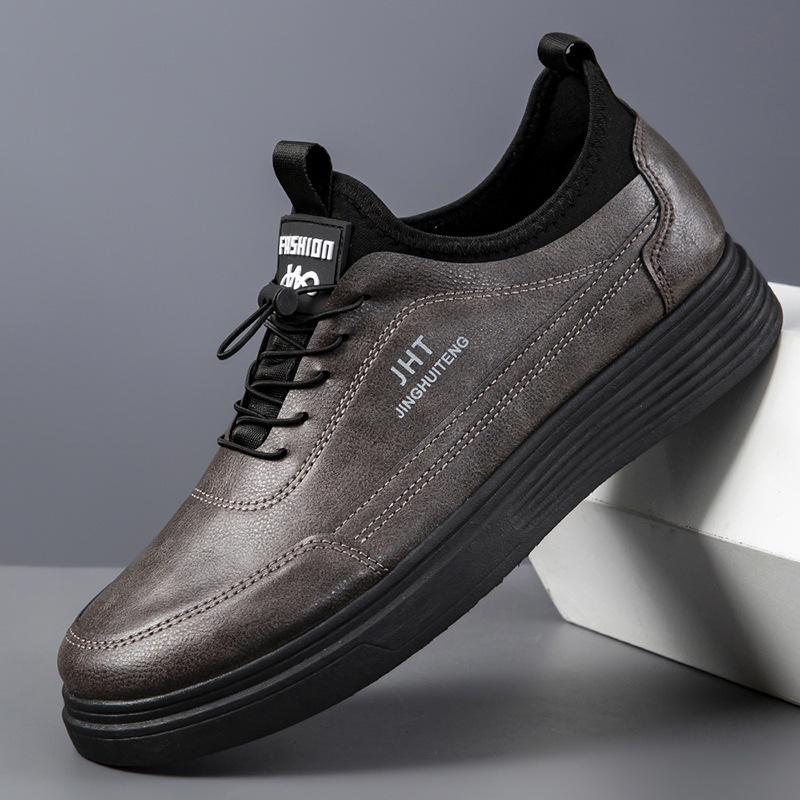 New fashionable versatile men's leather shoes casual shoes British business leather shoes breathable and lightweight casual leather shoes