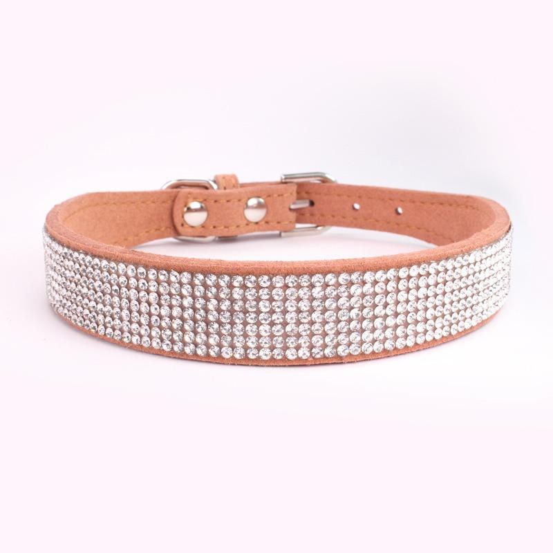 Pet collar point drill rhinestone neck ring microfiber medium and small dog cat collar leash walking dog leash set