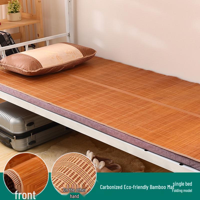 Foldable Bamboo Cool Mat - Double-Sided Ice Silk, Available in 1.8m, 1.5m, and 0.9m Sizes for Household and Dormitory Use, includes Free Shipping