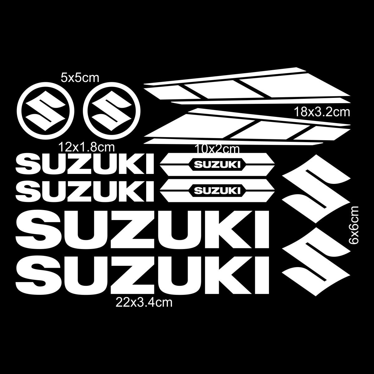 HECQ4 Motorrad Dekorationsaufkleber für Suzuki Englische Buchstaben Logo Wasserdicht Reflektierender Aufkleber Tank Logo Set Helm Emblem Vinyl Kit
