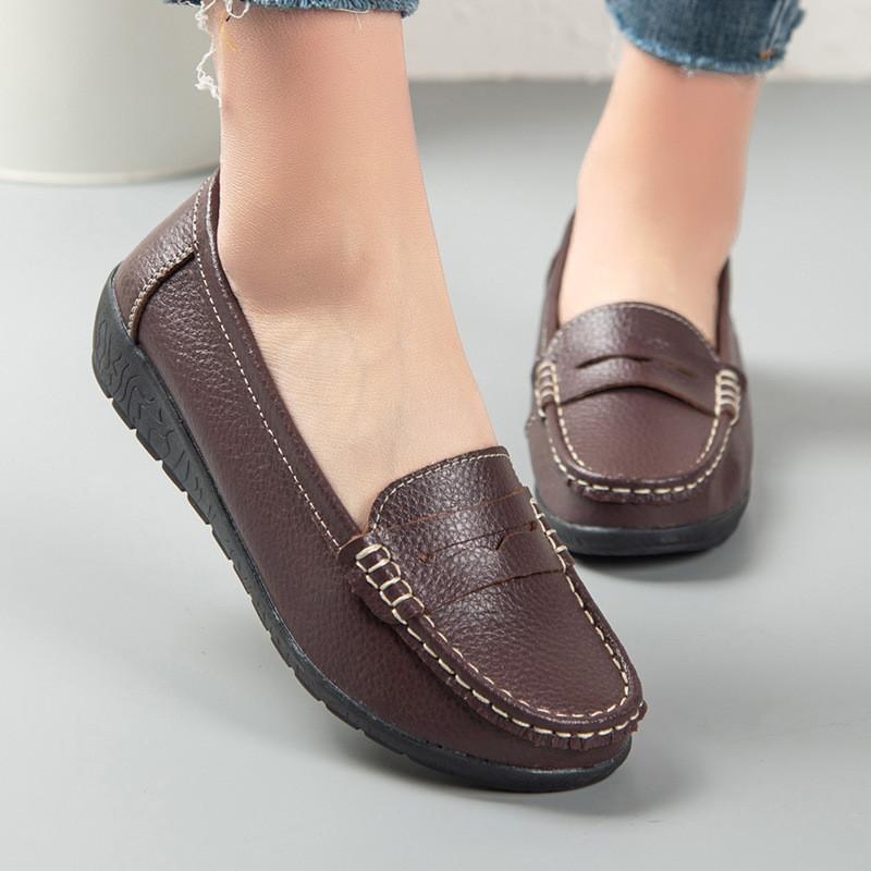 Leather Womens Loafers With Soft Pu Insole For Casual Summer Wear