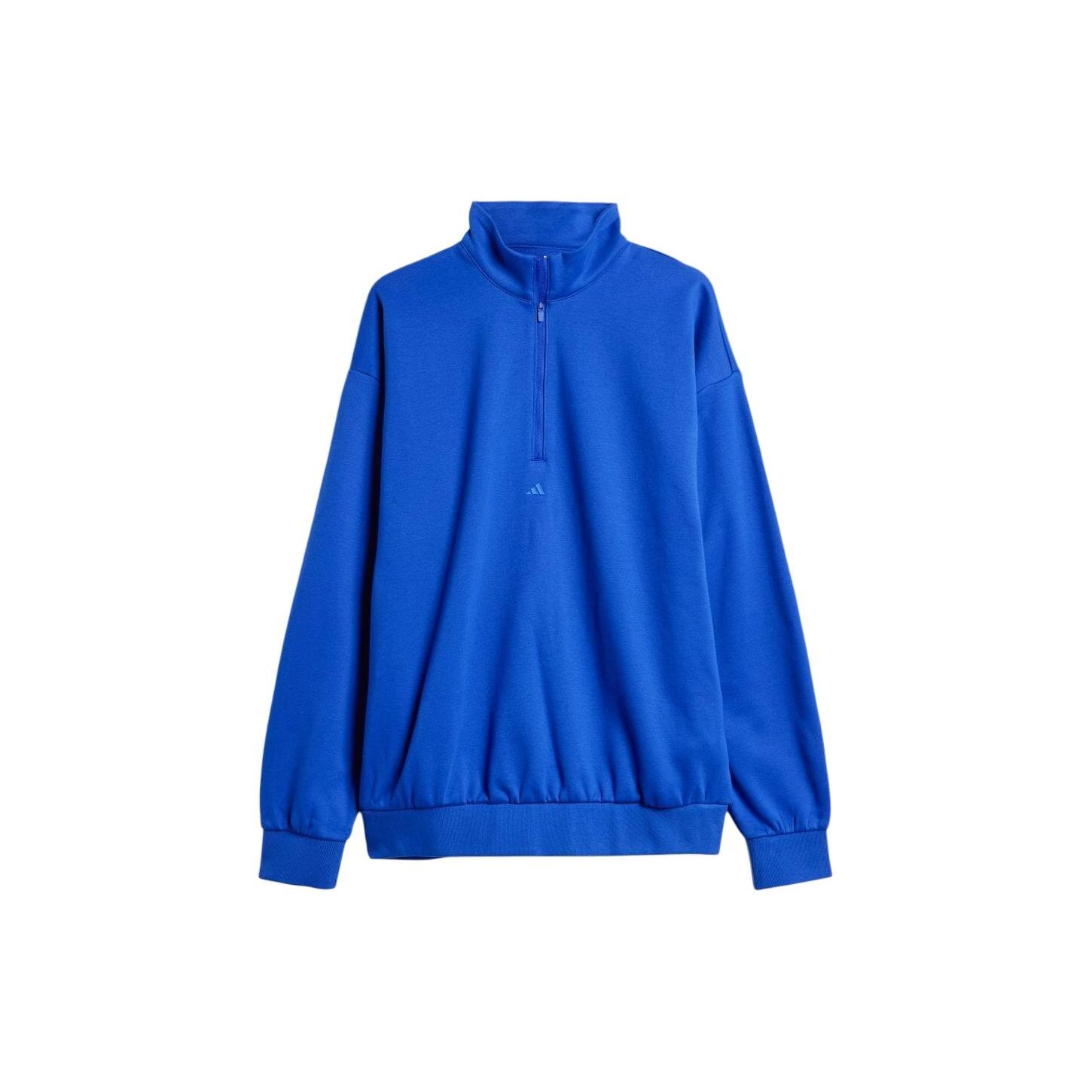 Adidas Logo Stand Collar Half-Zip Long Sleeve Sweatshirt Unisex sweatshirt Blue IW1624 S