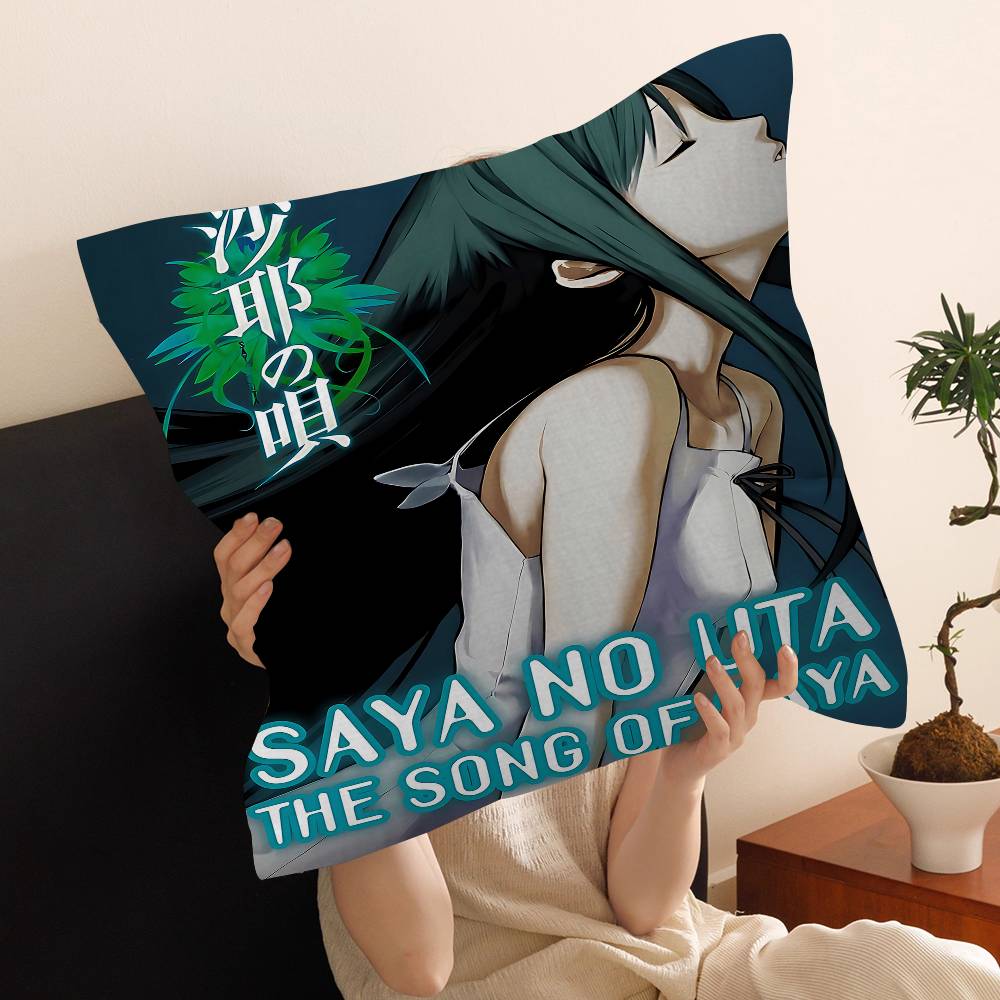 SSaya No Uta The Song Of Saya Pillow Covers Cartoon Sofa Decorative Home Doublesided Printing Short Plush Cute Cushion Cover