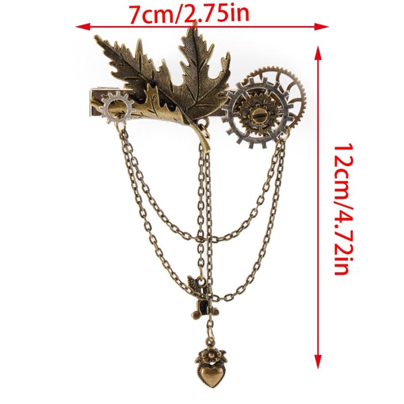 Broche Vintage avec Engrenage Broche Steampunk Épinglette Multi-usage Barrettes à Cheveux Femmes Pince à Cheveux Décorative Bijoux de Cheveux Style Punk