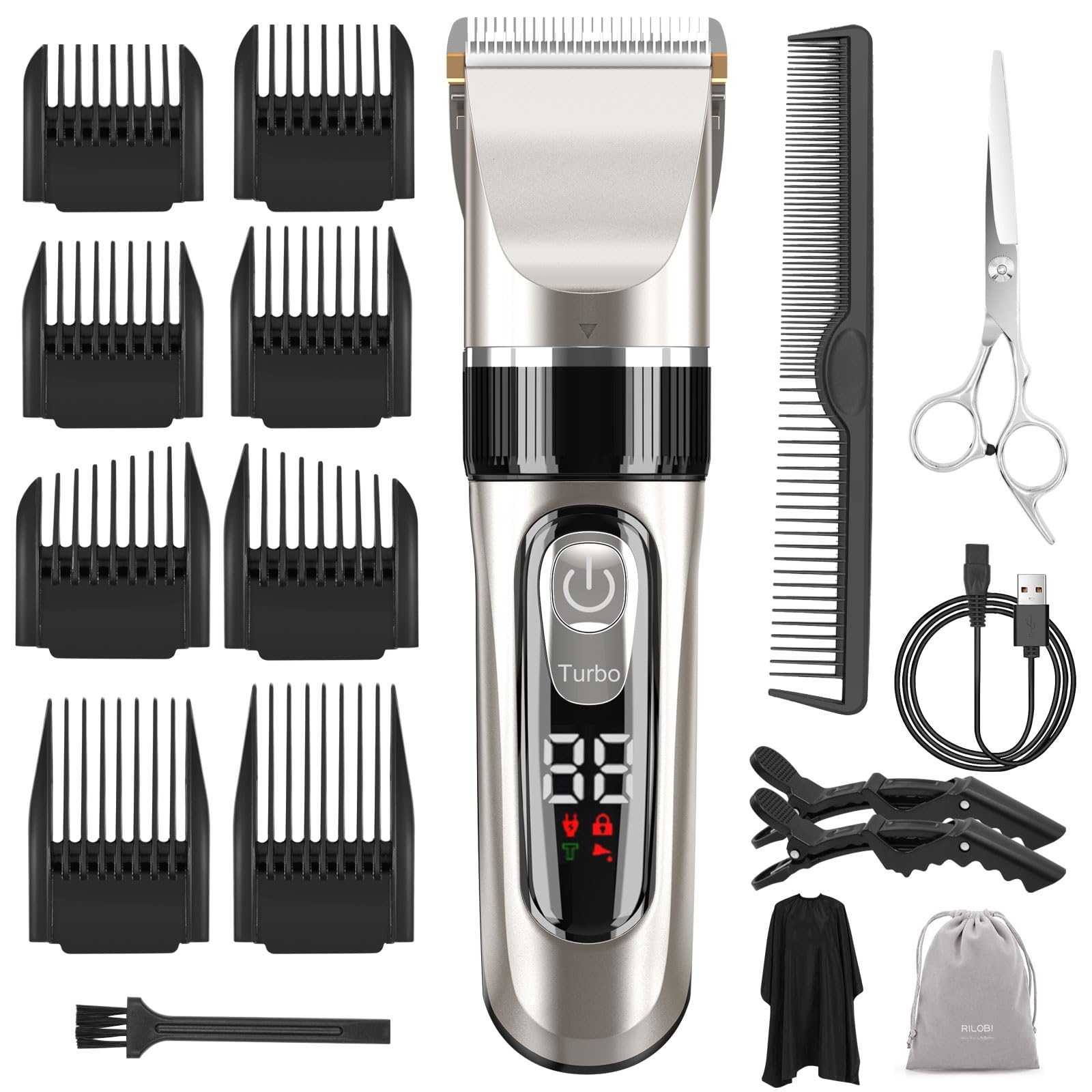 

от Hair electric для и IPX7 LED power автоматический совместимый с переменной скоростью высота среза 8 типов направляющих предохранительный замок USB зарядка для Для