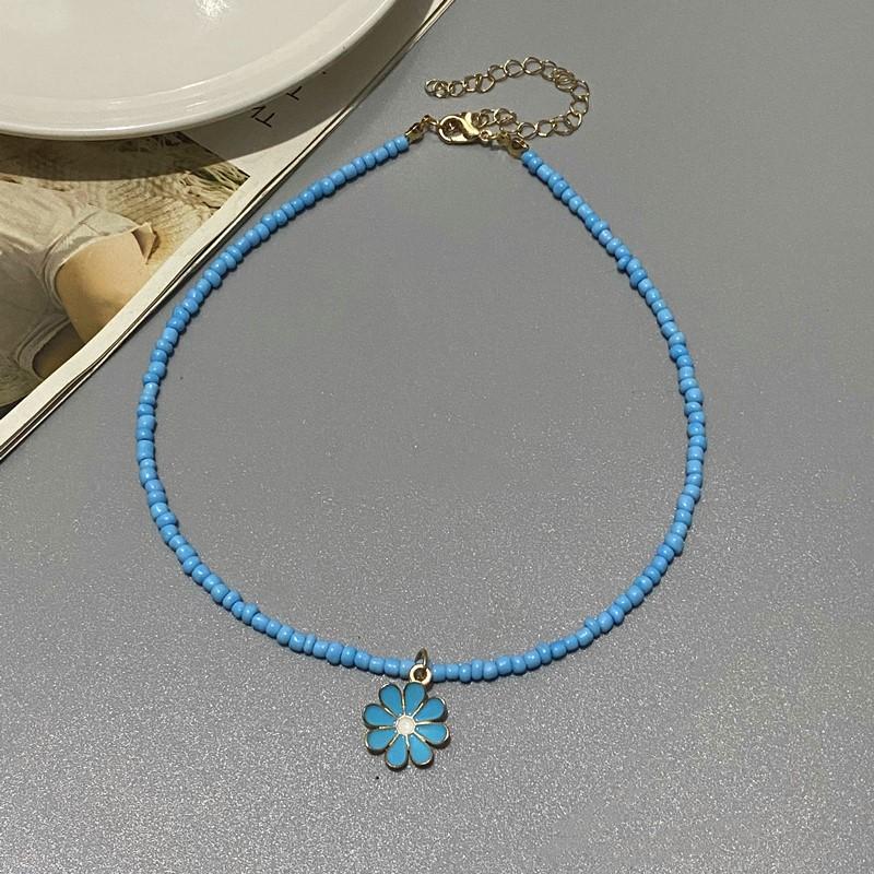 New Fashion Flower Choker Seed Beads Necklace for Girl Women Pendant Collar Jewelry Gift for Friend Necklace