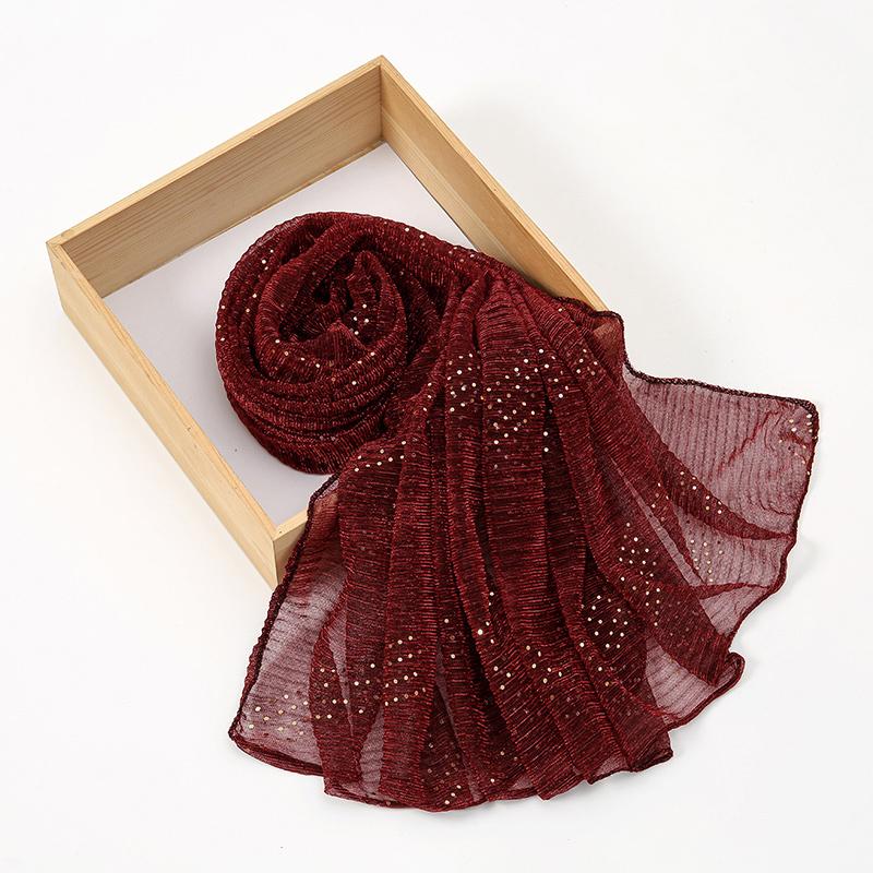 Glitter Women Hijabs With Rhinestone Islamic Sequins Long Shawl Head Scarf Female Full Cover Wrap Hijab Plain Muslim Headscarf