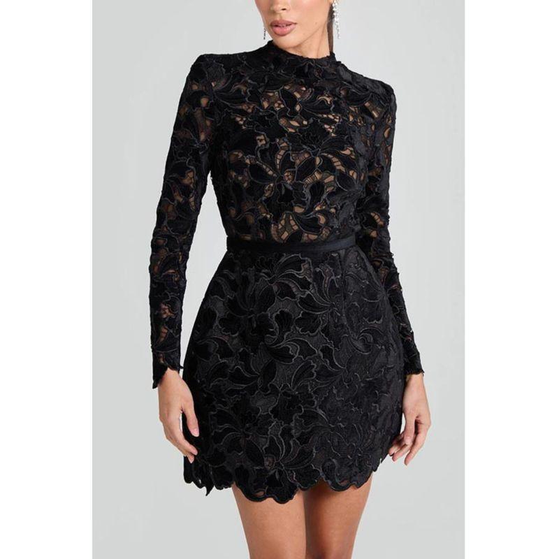 Temperament Long Sleeve Zip-up Fashion Party Dress Autumn and Winter Party Dress Party Winter Dress