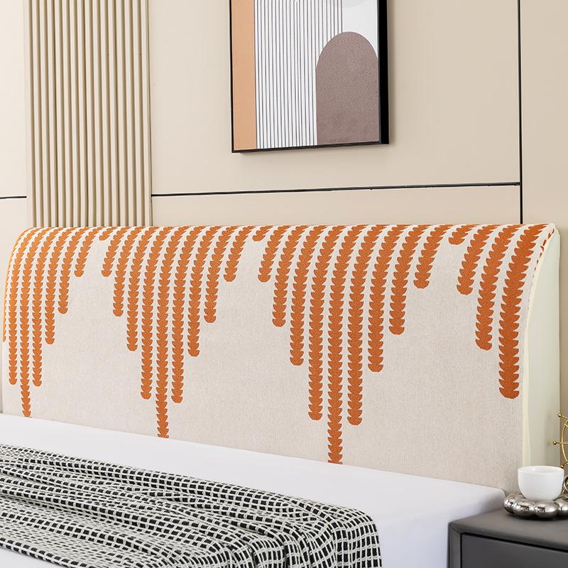 Full-Coverage Headboard Cover Nordic Style Chenille Removable Washable Anti-Collision All-Season Universal Soft Headboard Cover