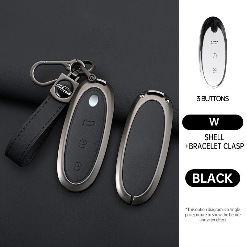 Zinc Alloy + Leather Car Key Case Cover Shell For Dongfeng Nammi 01New Engery High Level Keychain Protective Accessories