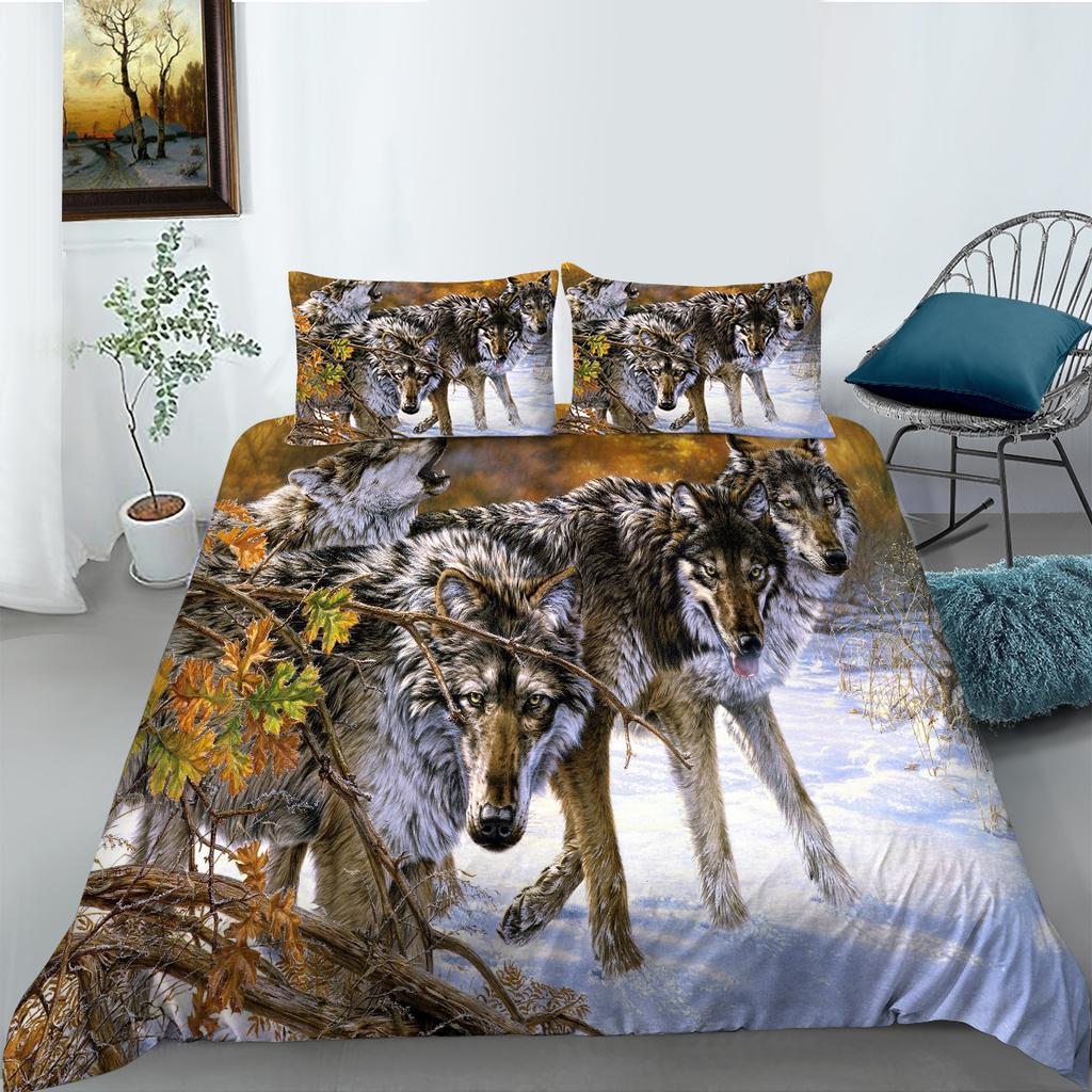 Shopify Can Wolf Series Bedding Two Or Three Pieces Polyester 3D Digital Printing