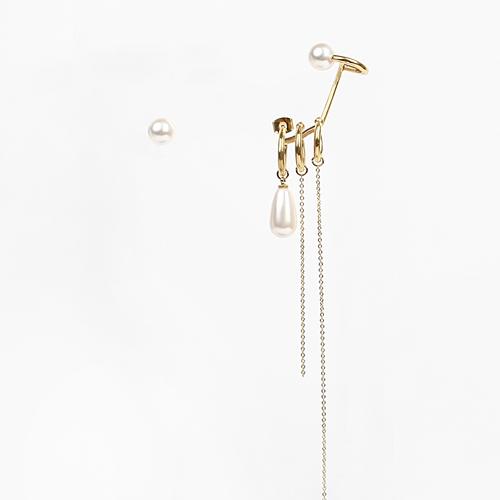 De La Lune Drop Pearl Ear Cuff Earrings [Dl17Fwer13Gdfl]