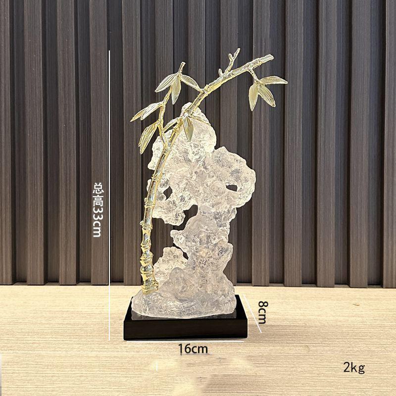 Luxury Black Crystal Base Resin Taihu Lake Stone Figurines Store Office Desk Furnishing Crafts Home room Table Sculpture Decor