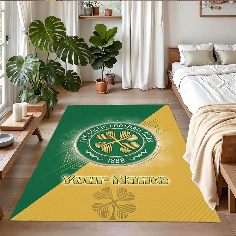 Crystal Velvet Rug Custom Name Text, Soft Non Slip Floor Mat Home DecorCeltic FC